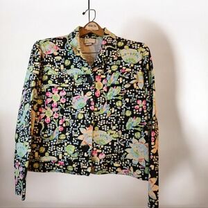 Bamboo Trader Casual Cotton Jacket w/an Island Tropical Turtles Design Size: L